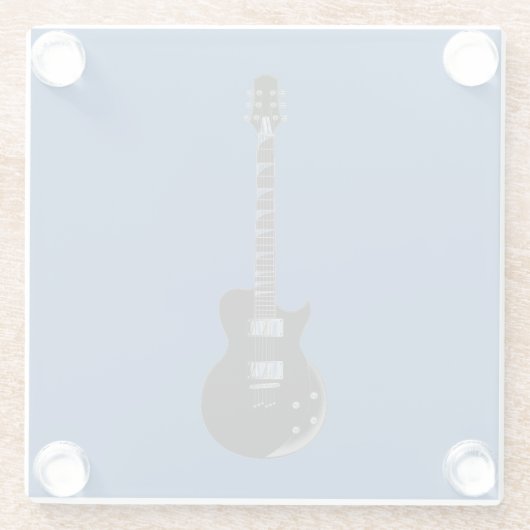 エレクトリックギターブルーブラックポップ・アートのアート ガラスコースター (裏面)