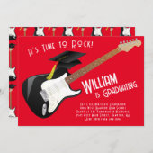 エレクトリックギターロック音楽卒業パーティー 招待状 (正面/裏面)