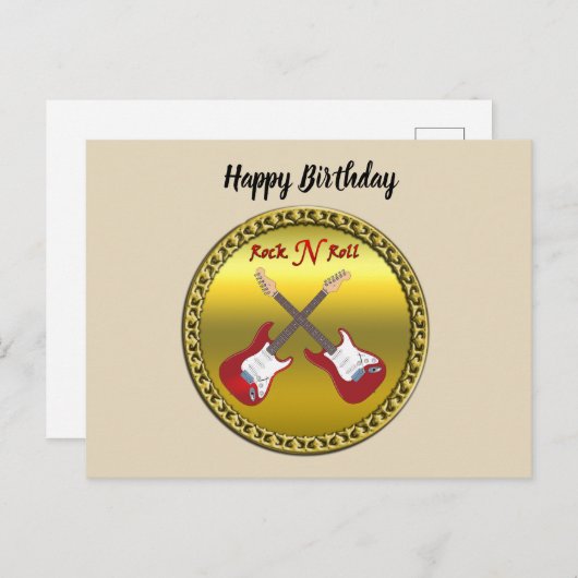 エレクトリックギター付きロックンロール ポストカード (正面/裏面)