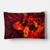 エレクトリックギター・オン・ファイアレッド・ブラック・ミュージック・アート アクセサリーポーチ (裏面)