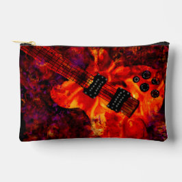 エレクトリックギター・オン・ファイアレッド・ブラック・ミュージック・アート アクセサリーポーチ
