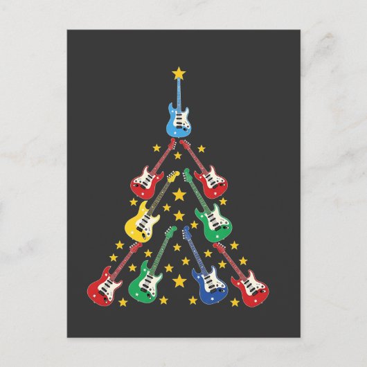 エレクトリックギター クリスマスツリー 音楽好き 案内ポストカード (正面)