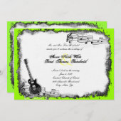 エレクトリックギター ライム ミュージック ウェディング 招待状 (正面/裏面)