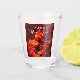エレクトリックギターonファイアレッドブラックラブロックンロール ショットグラス