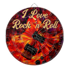 エレクトリックギターonファイアレッドブラックラブロックンロール ダーツボード