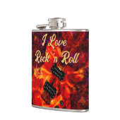 エレクトリックギターonファイアレッドブラックラブロックンロール フラスク (左)