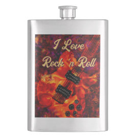 エレクトリックギターonファイアレッドブラックラブロックンロール フラスク