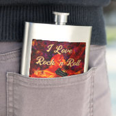 エレクトリックギターonファイアレッドブラックラブロックンロール フラスク (インサイチュ)