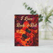 エレクトリックギターonファイアレッドブラックラブロックンロール ポストカード (スタンド正面)