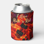 エレクトリックギターonファイアレッドブラックラブロックンロール 缶クーラー (缶正面)