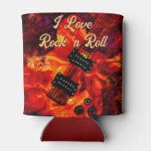 エレクトリックギターonファイアレッドブラックラブロックンロール 缶クーラー (裏面)