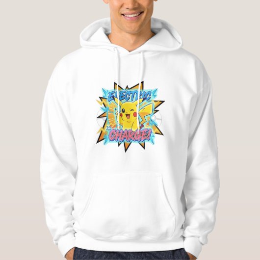 エレクトリックチャージ ピカチュウ。ユニセックス グラフィックTシャツ パーカ (正面)