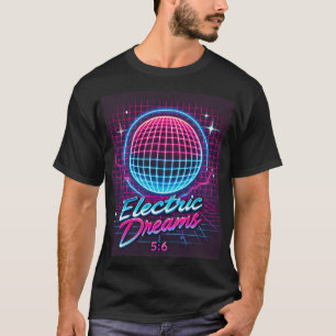 エレクトリックドリームズレトロ未来的アートプリント Tシャツ