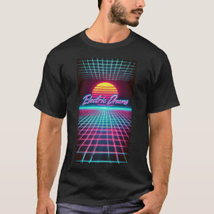 エレクトリックドリームズレトロ未来的アートプリント Tシャツ