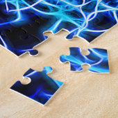 エレクトリックネオンアクアブルーティール(緑がかった色)稲妻 ジグソーパズル (側面)