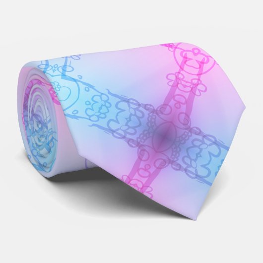 エレクトリックネオンピンクブルーパステルトランスプライドプレイド ネクタイ (ロール)