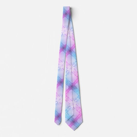 エレクトリックネオンピンクブルーパステルトランスプライドプレイド ネクタイ (裏面)