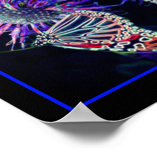 エレクトリックバタフライ抽象芸術自然アート ポスター (角)