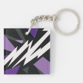 エレクトリックパープルおよびブラックジオメトリックデザイン キーホルダー (裏面)