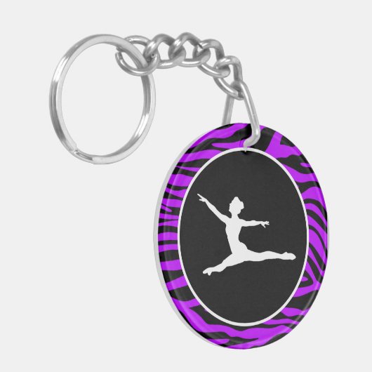エレクトリックパープルゼブラストライプ;バレエ キーホルダー (正面左)