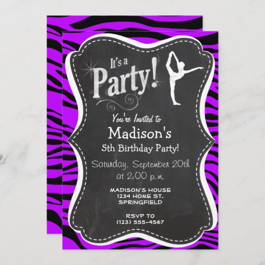 エレクトリックパープルゼブラストライプ;バレエ 招待状 (正面/裏面)