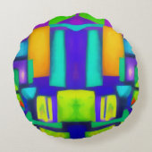 エレクトリックビーブドリームススタイリッシュヴィンテージ抽象芸術アート ラウンドクッション (裏面)