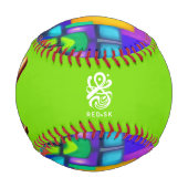 エレクトリックビーブドリームススタイリッシュヴィンテージ抽象芸術アート 野球ボール (裏面)