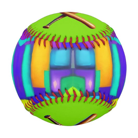 エレクトリックビーブドリームススタイリッシュヴィンテージ抽象芸術アート 野球ボール (正面)