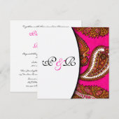 エレクトリックフシアペイズリー結婚式招待状 招待状 (正面/裏面)