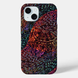 エレクトリックフラクタルカレイドスコープアブストラクトデザイン iPhone 15ケース