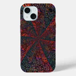 エレクトリックフラクタルカレイドスコープアブストラクトデザイン iPhone 15ケース