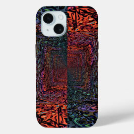 エレクトリックフラクタルカレイドスコープアブストラクトデザイン iPhone 15ケース