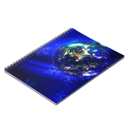 エレクトリックブルーのクリスマスボーカスタマイズブルデザイン ノートブック (左側)