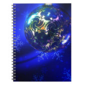 エレクトリックブルーのクリスマスボーカスタマイズブルデザイン ノートブック (正面)