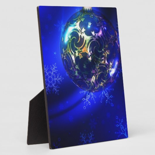 エレクトリックブルーのクリスマスボーカスタマイズブルデザイン フォトプラーク (側面)