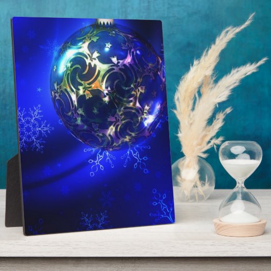 エレクトリックブルーのクリスマスボーカスタマイズブルデザイン フォトプラーク (側面)