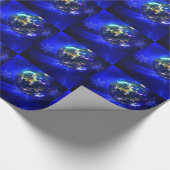 エレクトリックブルーのクリスマスボーカスタマイズブルデザイン ラッピングペーパー (角)