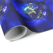 エレクトリックブルーのクリスマスボーカスタマイズブルデザイン ラッピングペーパー (ロールコーナー)