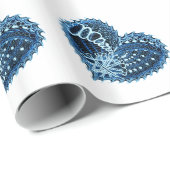 エレクトリックブルーの装飾的なハート ラッピングペーパー (ロールコーナー)