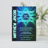 エレクトリックブルーグリーンバー（ユダヤ教の）バル・ミツバー 招待状 (スタンド正面)