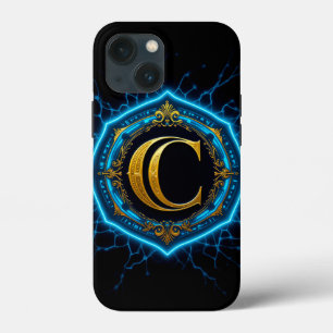 ⚡エレクトリックブルーグロウゴールドCモノグラムラグジュアリーネオン iPhone 13 MINIケース