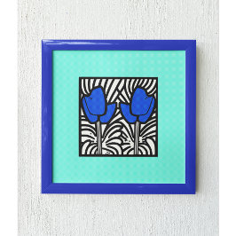 エレクトリックブルーポップ・アートのアートチューリップ ポスター