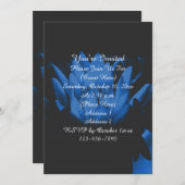 エレクトリックブルーリリレンロータスブロッサムフローラパーティー 招待状 (正面/裏面)