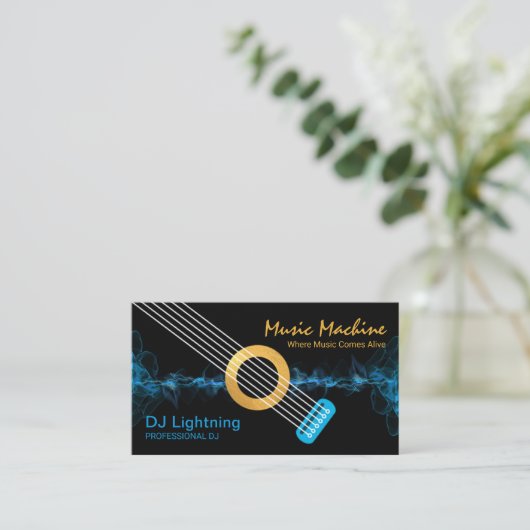 エレクトリックブルー音波稲妻ギター 名刺 (スタンド正面)