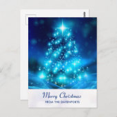 エレクトリックモダンブルークリスマスツリーホリデイ ポストカード (正面/裏面)