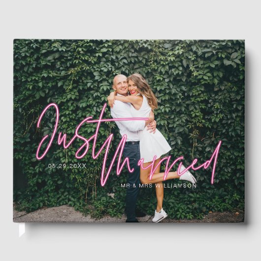 エレクトリックラブネオンピンクたった今結婚しました写真 ゲストブック (正面)