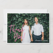 エレクトリックラブネオンピンクハート&タイポグラフィ写真 サンキューカード (正面)