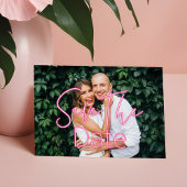 エレクトリックラブネオンピンクハート&タイポグラフィ写真 セーブザデート