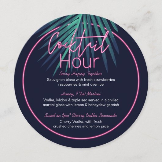 エレクトリックラブネオンピンク熱帯レトロカクテル メニュー (正面)