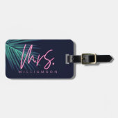 エレクトリックラブネオンピンクMrsトロピカル&モノグラム ラゲッジタグ (正面横)